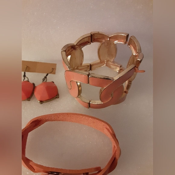 Orange Jewelry Lot Bracelets and Earrings - Picture 3 of 6